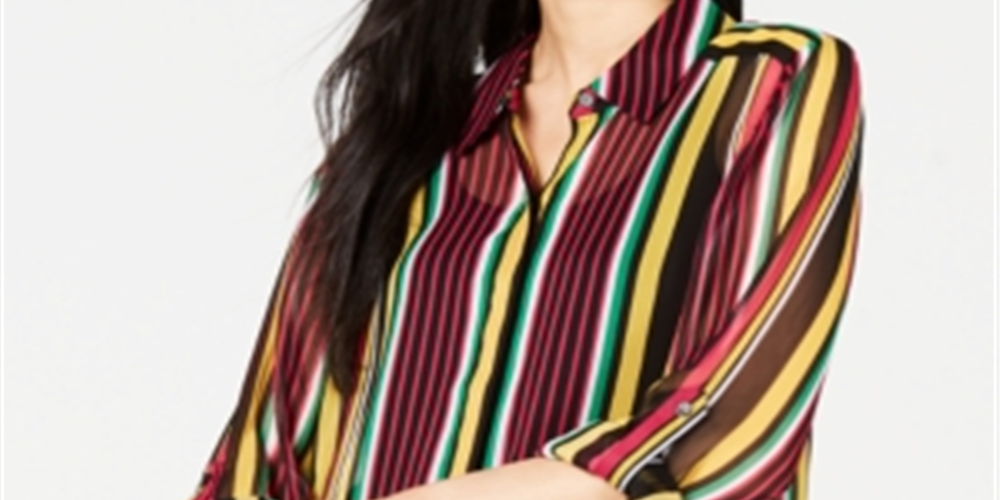 INC International Concepts Women's Striped Shirt Pink Size PP