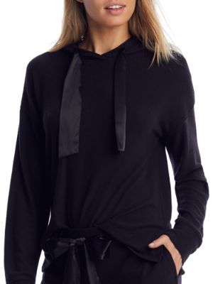 Felina Women's Cozy Hacci Lounge Hoodie Black Size X-Large