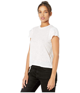 Free People Women's Short Sleeve Jewel Neck T-Shirt White Size Small