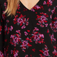 CeCe Women's V Neck Floral Print Rich Blouse Black Size M