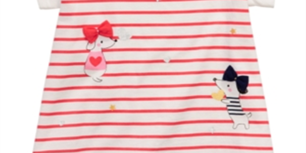 First Impressions Baby Girl's Dog Print Striped T-Shirt White Size 6-9 M