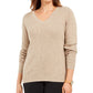 Karen Scott Women's Long Sleeve V Neck Sweater Brown Size Large