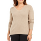 Karen Scott Women's Long Sleeve V Neck Sweater Brown Size Large