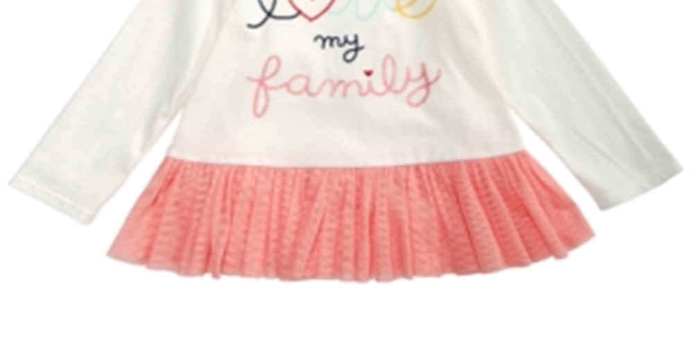 First Impressions Baby Girl's Family Print Cotton Peplum T-Shirt  White Size 24M