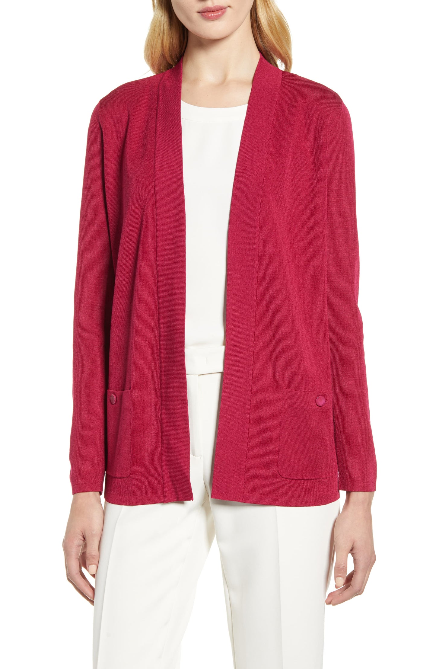 Anne Klein Women's Malibu Open Front Cardigan Pink Size Small