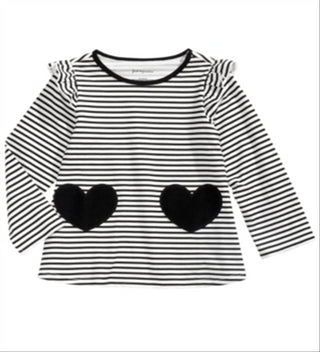 First Impressions Toddler Girl's Striped Hearts Cotton Tunic  Black Size 4 T