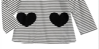 First Impressions Toddler Girl's Striped Hearts Cotton Tunic  Black Size 4 T
