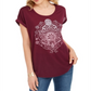 Style & Co Women's Lotus Graphic T-Shirt Purple Size Petite Small