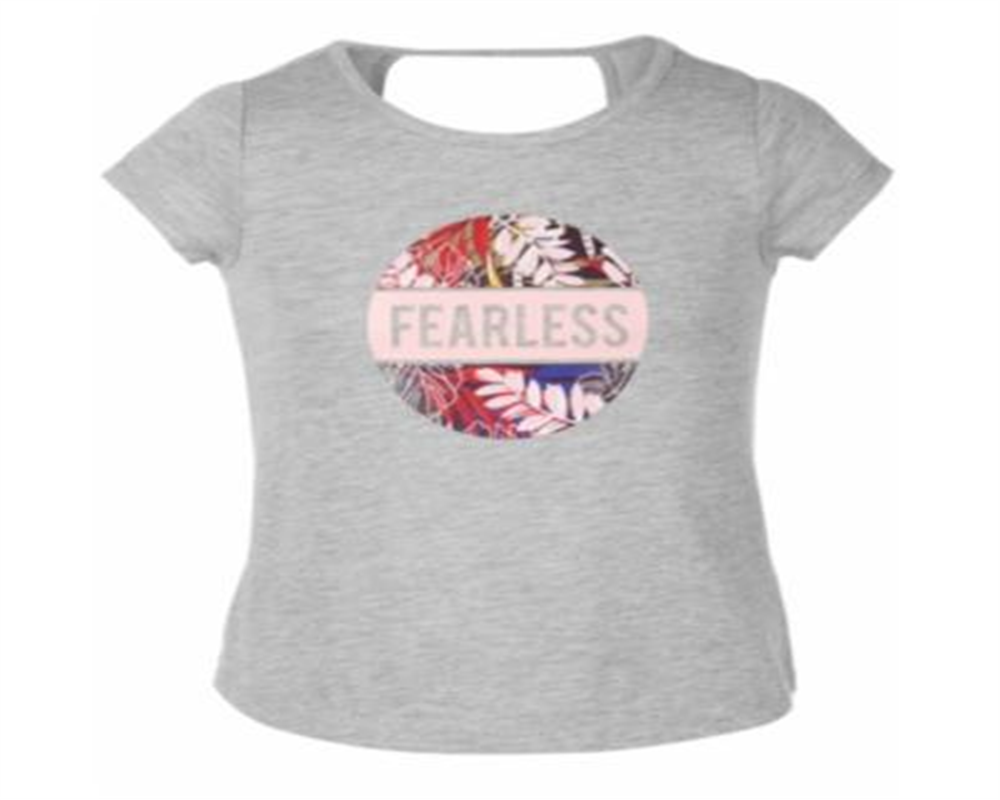 Ideology Little Girl's Keyhole Back T-Shirt  Gray Size 5