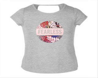 Ideology Little Girl's Keyhole Back T-Shirt  Gray Size 5
