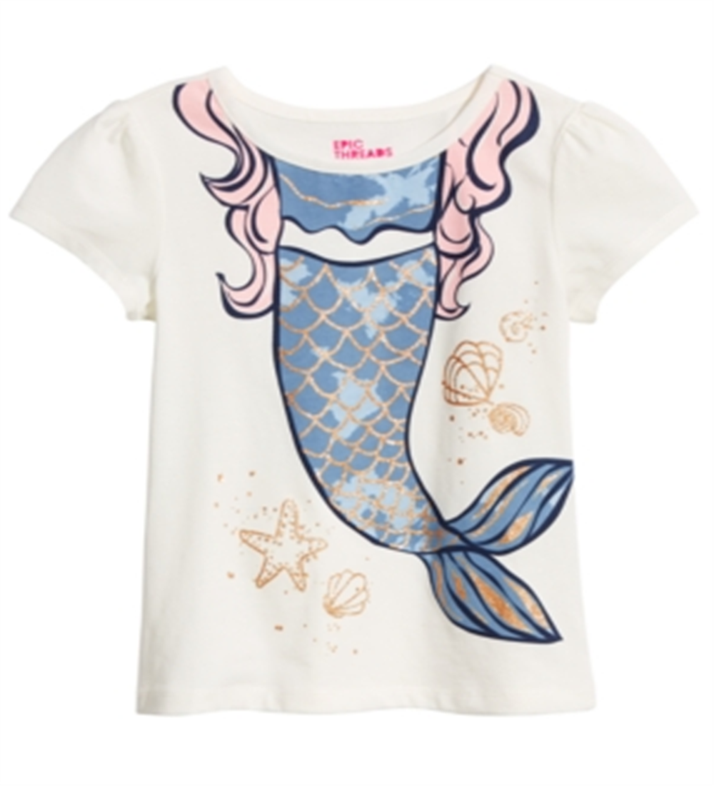 Epic Threads Toddler Girl's Mermaid Graphic T-Shirt White Size 3T