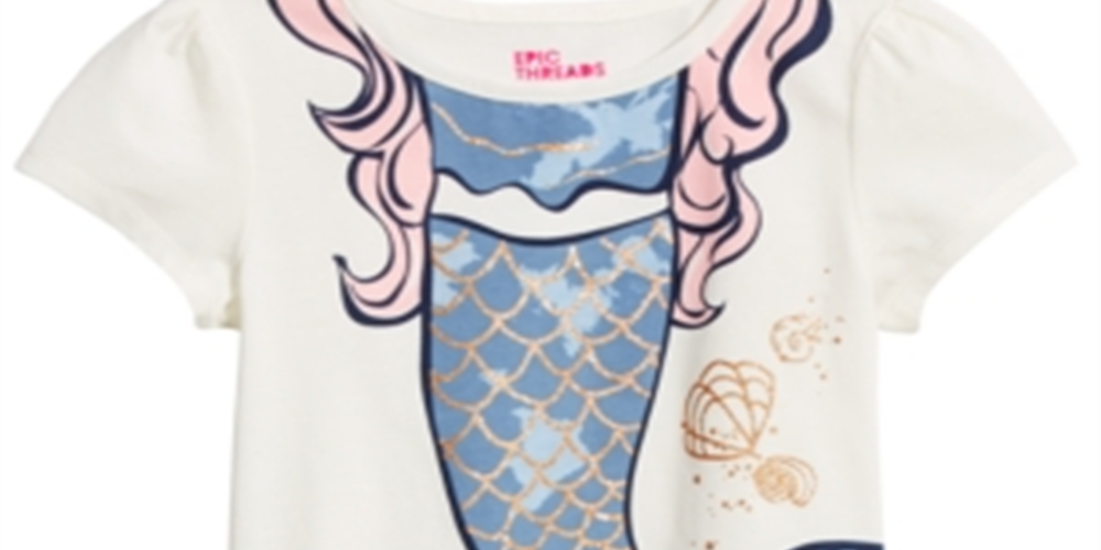 Epic Threads Toddler Girl's Mermaid Graphic T-Shirt White Size 3T