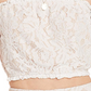 Aqua Women's Lace Overlay Off-the-Shoulder Crop Top Ivory Size M