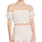 Aqua Women's Lace Overlay Off-the-Shoulder Crop Top Ivory Size M