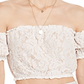 Aqua Women's Lace Overlay Off-the-Shoulder Crop Top Ivory Size M