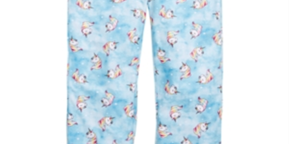 Max & Olivia Little & Big Girl's Unicorn Print Pajama Pants Blue Size M