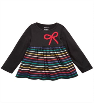 First Impressions Toddler Girl's Cotton Multicolored Stripe Tunic  Black Size 4T