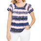 Style & Co Women's Tie Dye Empire Printed Top Blue Size S