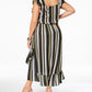 Monteau Women's Plus Striped Maxi Ruffled High Low Dress Green Size 2X