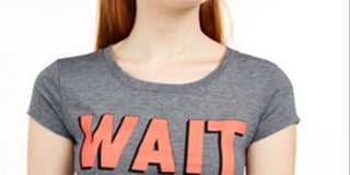 Love Tribe Junior's Wait What Micro Striped Graphic T-Shirt Gray Size M