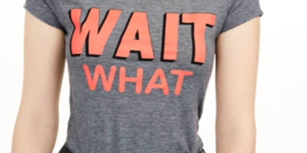 Love Tribe Junior's Wait What Micro Striped Graphic T-Shirt Gray Size M