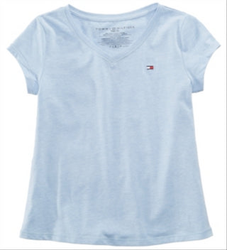 Tommy Hilfiger Big Girl's Cotton V Neck T-Shirt Blue Size S