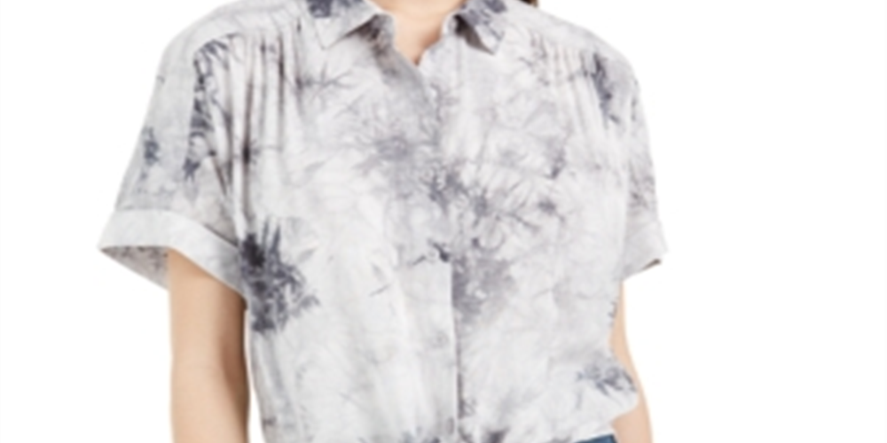 Ultra Flirt Junior's Tie Dye Tie Hem Shirt Blue Size L