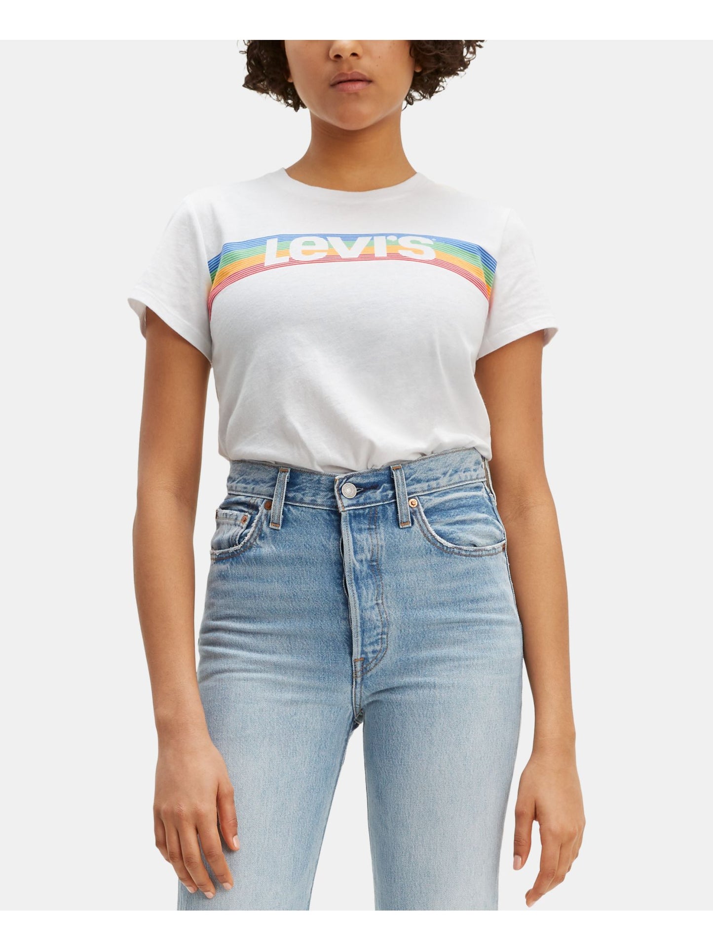 Levi's Women's Short Sleeve Crew Neck T-Shirt Top White Size Large
