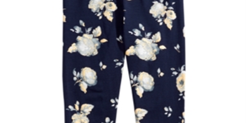Epic Threads Big Girl's All Over Floral Print Legging -Blue Size M