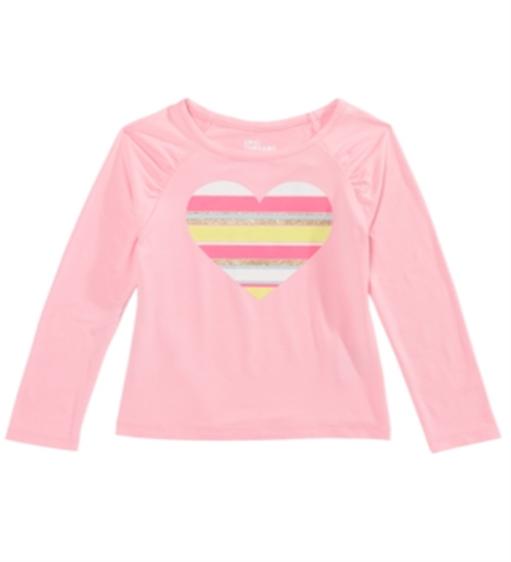 Epic Threads Toddler Girl's Striped Heart T-Shirt Pink Size -3T/3