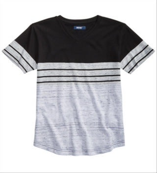 Univibe Big Boy's Kid Colorblocked Stripe V Neck T-Shirt Black Size M