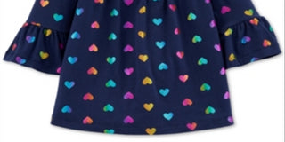 Carter's Toddler Girl's Cotton Bell Sleeve Heart Print Top Navy Size 4T