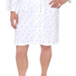 Miss Elaine Women's Floral Print Short Snap Robe White Size Medium