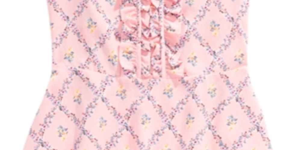 Monteau Big Girl's Floral Print Ruffle Top Pink Size X-Large