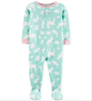 Carter's Toddler Girl's Cotton Footed Woodland Animals Pajamas Green Size 3T