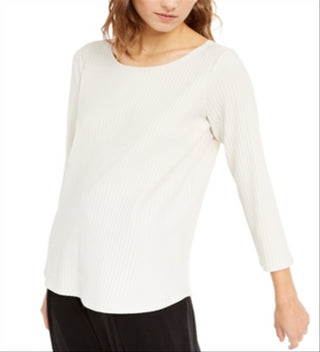 Eileen Fisher Women's Long Sleeve Scoop Neck Top White Size M