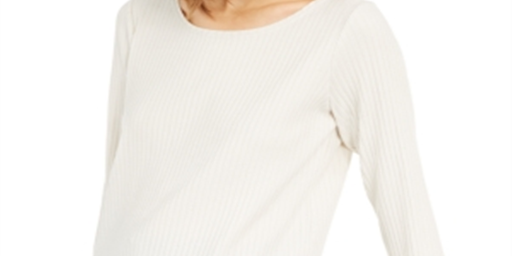 Eileen Fisher Women's Long Sleeve Scoop Neck Top White Size M
