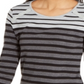 Karen Scott Women's Colorblocked Striped Rivet-TrimTop Gray Size X-Small
