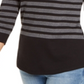 Karen Scott Women's Colorblocked Striped Rivet-TrimTop Gray Size X-Small