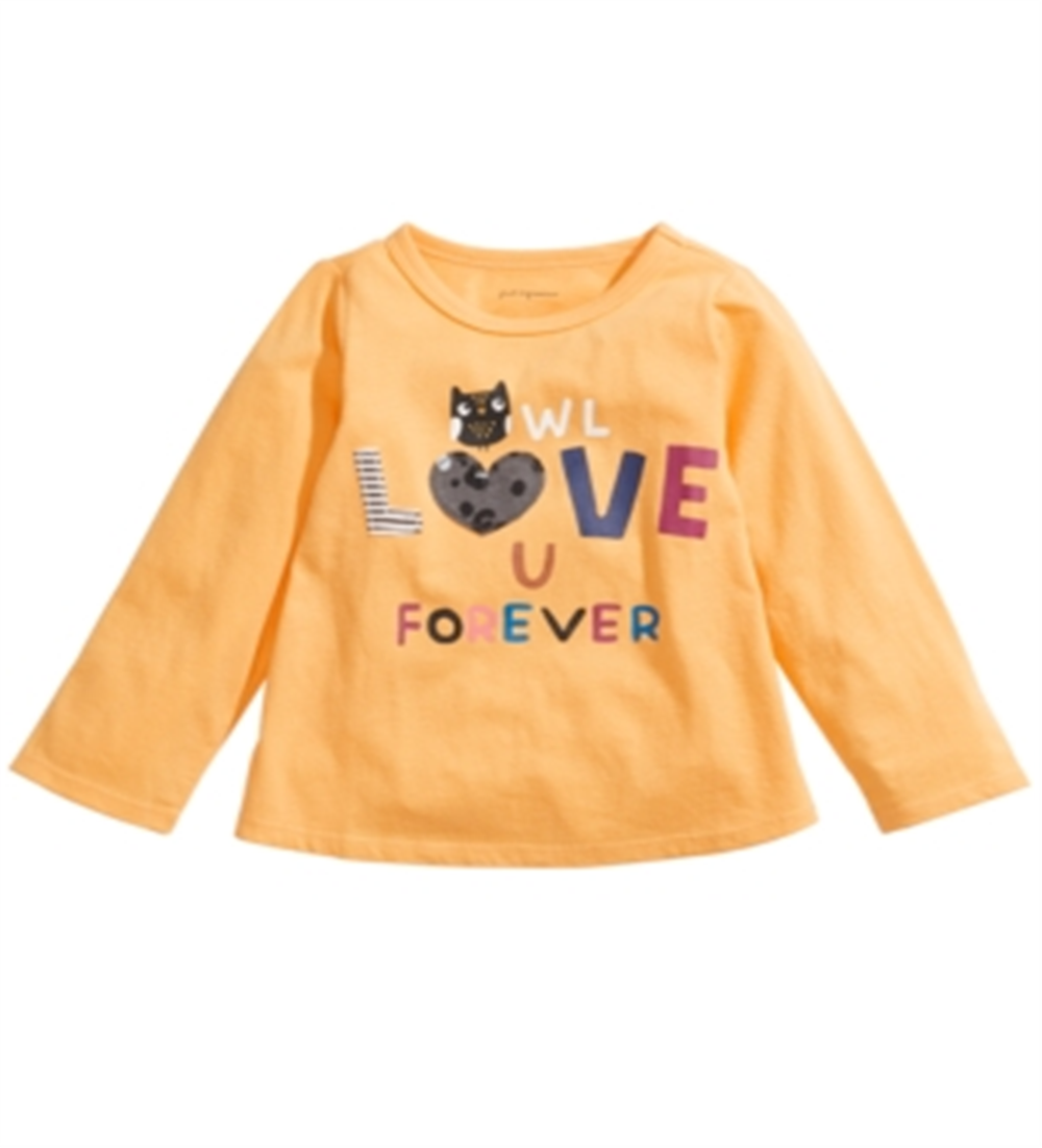 First Impressions Baby Girl's Owl Love U T-Shirt- Yellow  Size -24M