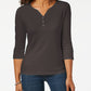 Karen Scott Women's Cotton Henley Top Gray Size XL