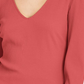 INC Women's  Long Sleeve V Neck Top Coral Size Medium