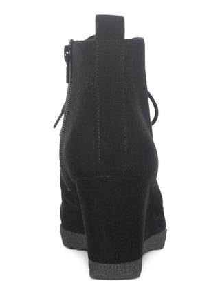 American Rag Women's  Zip Heel Tab Cushioned Kiraa Round Toe Wedge Lace-up Booties Black Size 6.5 M
