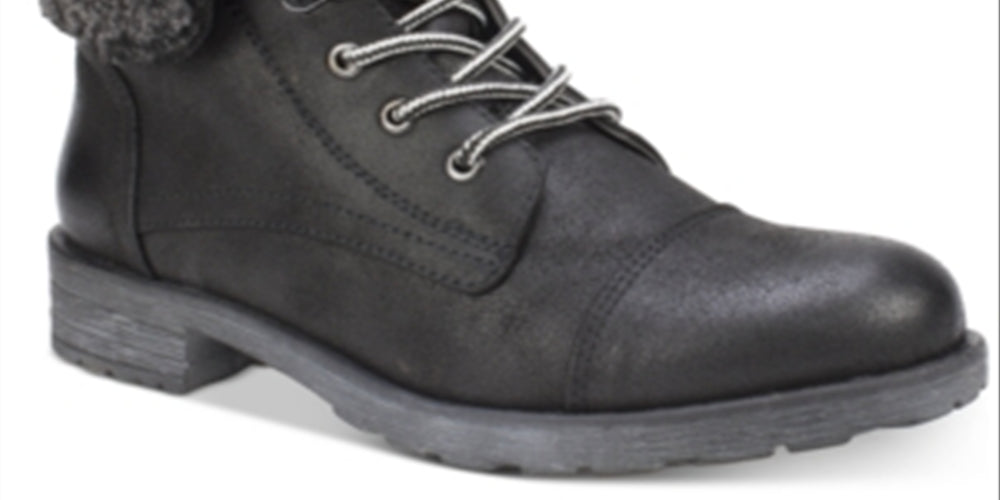 WHITE MOUNTAIN Womens Sandro Faux Leather Combat Boots Black 6 M