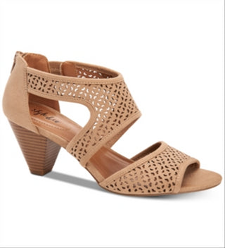 Style & Co Women's Hortensia Faux Suede Perforated Heel Sandals Brown Size 6.5