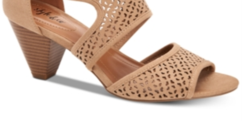 Style & Co Women's Hortensia Faux Suede Perforated Heel Sandals Brown Size 6.5