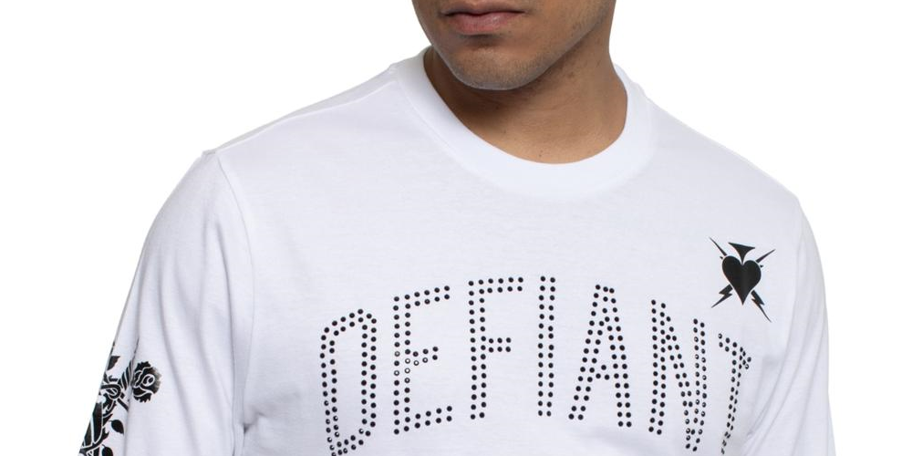 Sean John Men's Graphic Embellished T-Shirt White Size 4XL