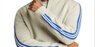 Nautica Men's Intarsia knit Stripe sleeve Cardigan Gray Size Medium