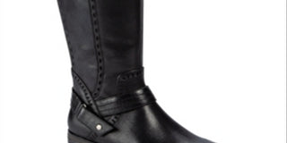 Baretraps Womens Abram WC Faux Leather Wide Calf Riding Boots Black Size 6.5