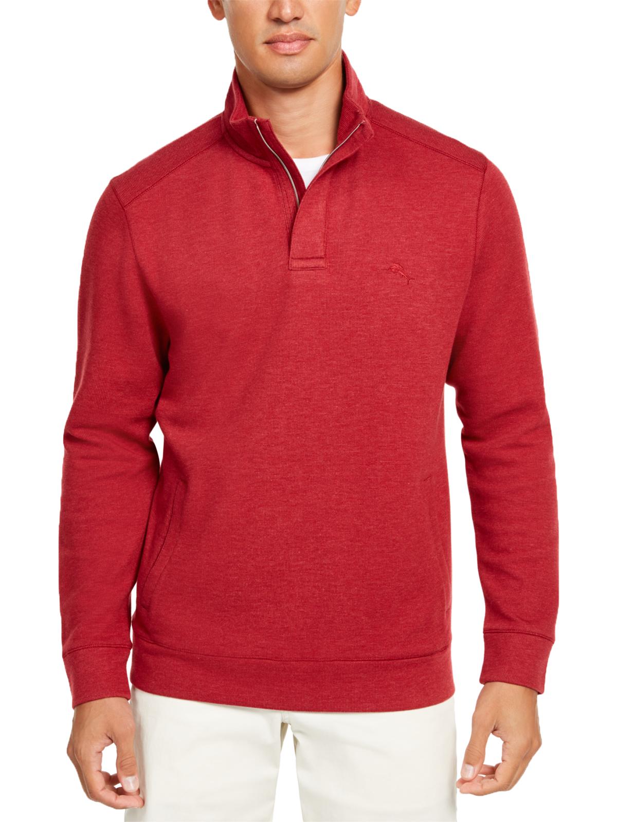 Tommy Bahama Men's Sweater Quarter Zip Pullover Red Size X-Large